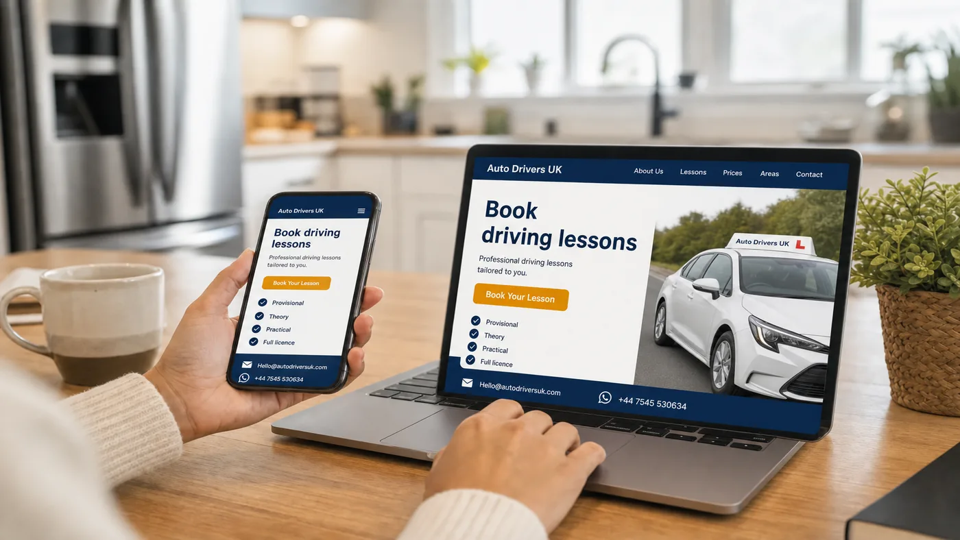 Auto Drivers UK on laptop and phone